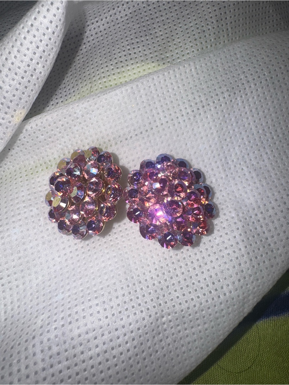 Pink Crystal Cluster Stud Earrings - Brand Kirks Folly(clip-ons)